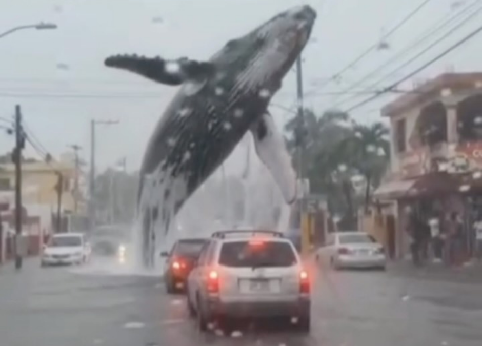 Una ‘ballena’ virtual invade la capital dominicana en meme de IA